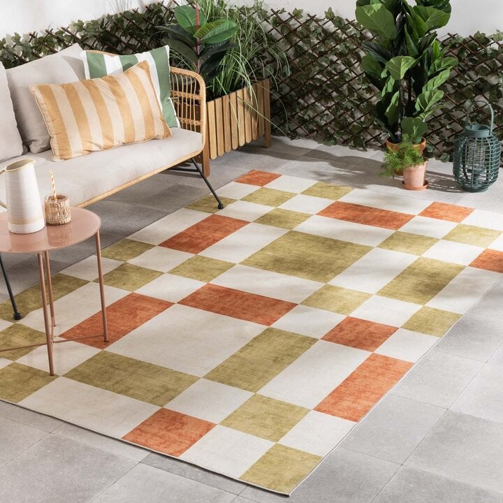 Dywan zewnętrzny Retro - Pop Cubes Terakota