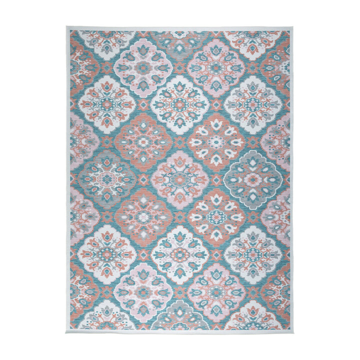 Dywan zewnętrzny boho - Vedra Tile Niebieski - 1
