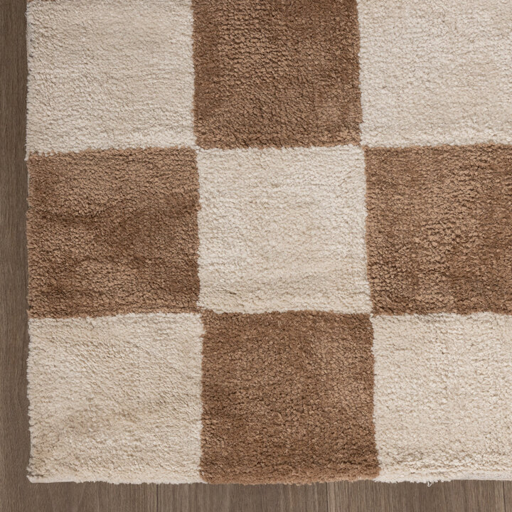 Dywan szachownica - Blox Beżowy - 4