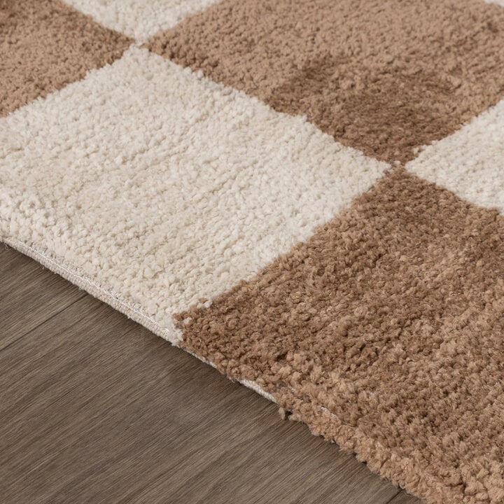 Dywan szachownica - Blox Beżowy - 5