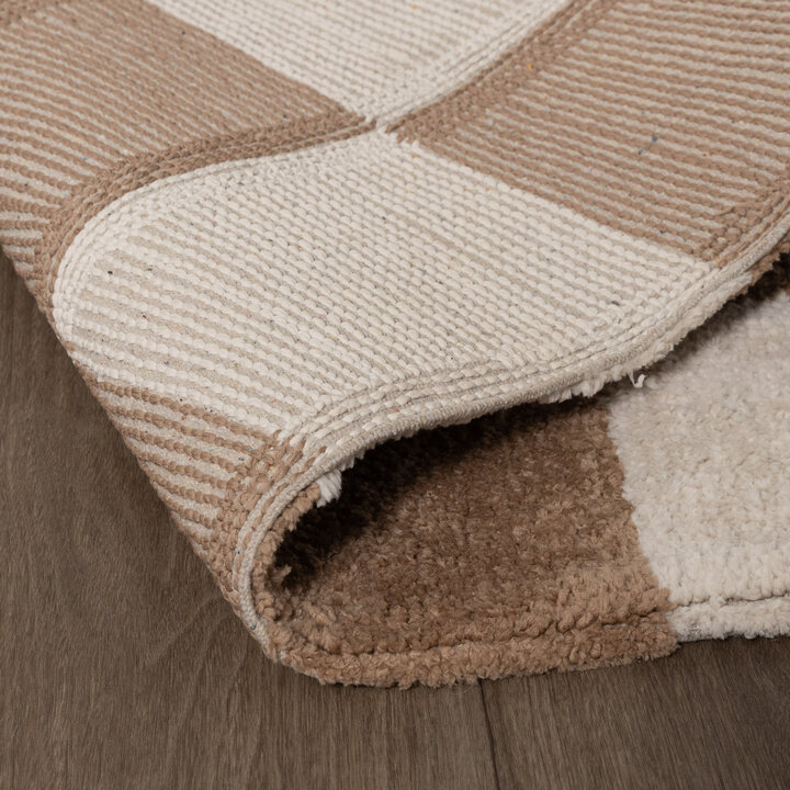 Dywan szachownica - Blox Beżowy - 6