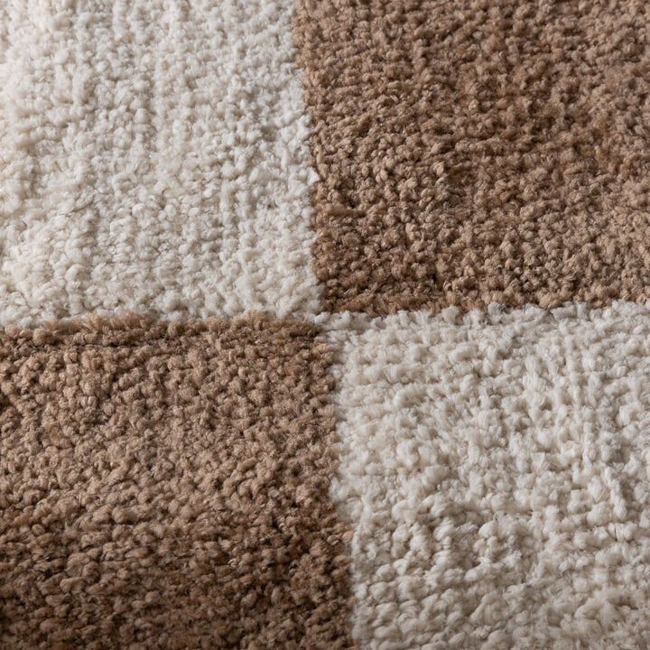 Dywan szachownica - Blox Fringe Beżowy - 3