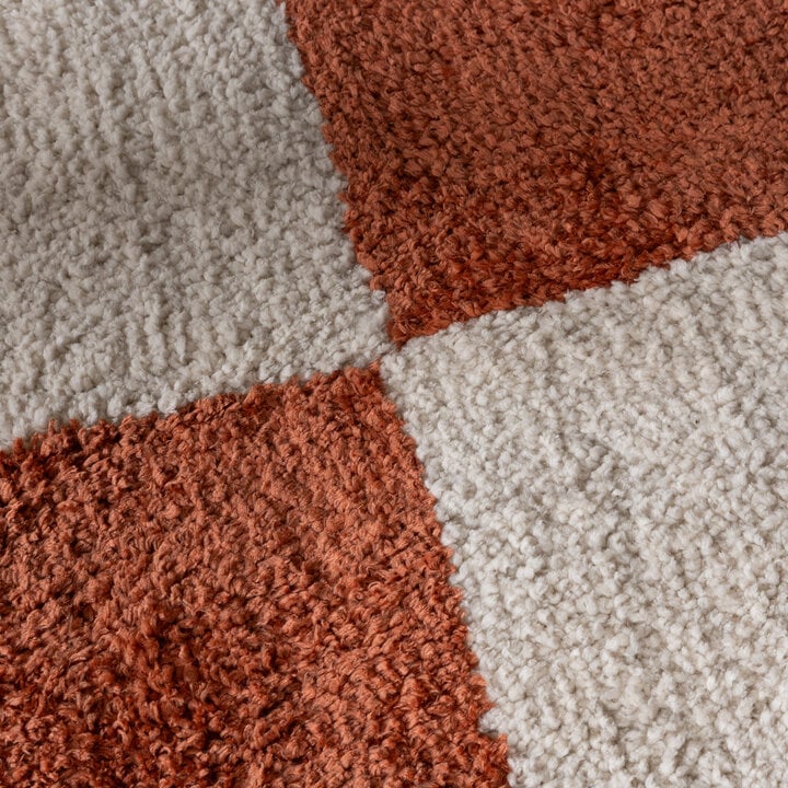 Dywan szachownica - Blox Fringe Terakota - 3