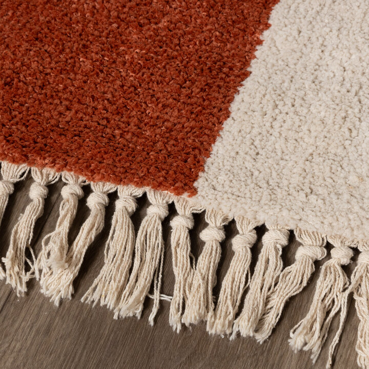 Dywan szachownica - Blox Fringe Terakota - 5