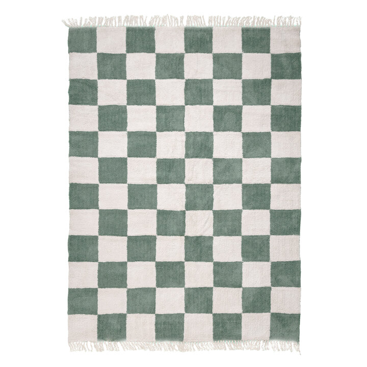 Dywan szachownica - Blox Fringe Zielony - 1