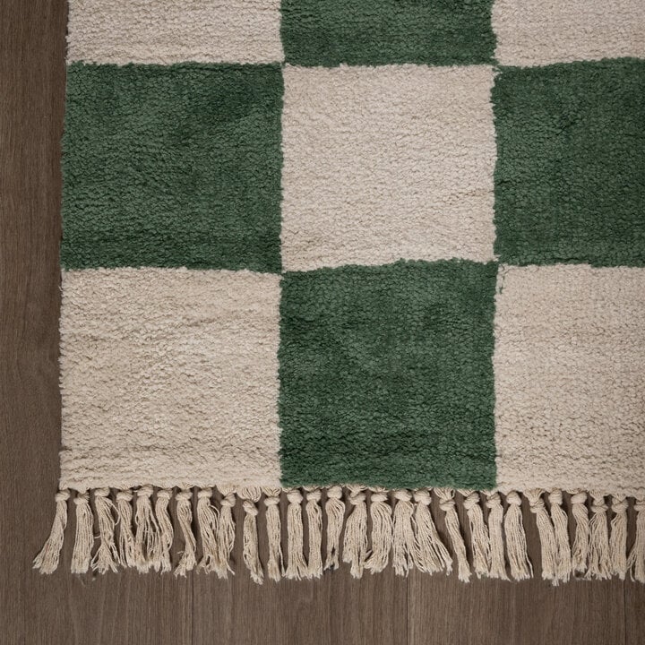 Dywan szachownica - Blox Fringe Zielony - 4