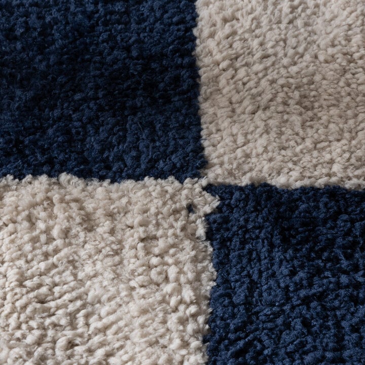 Dywan szachownica - Blox Fringe Niebieski - 3