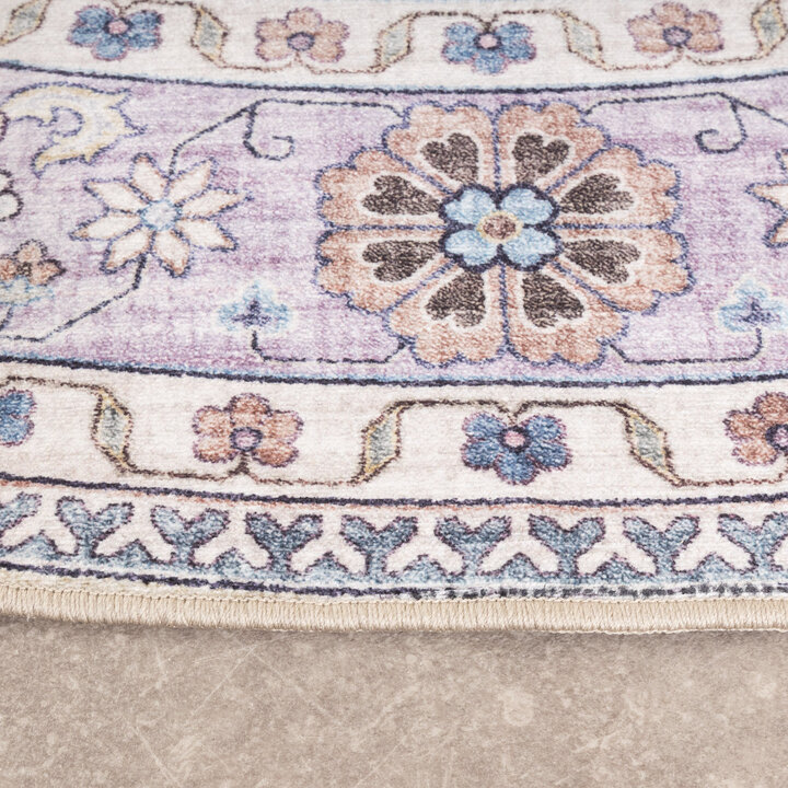 Dywan zewnętrzny vintage okrągły - Santo Flora Biały - 5