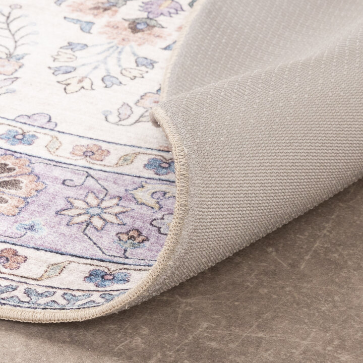 Dywan zewnętrzny vintage okrągły - Santo Flora Biały - 6