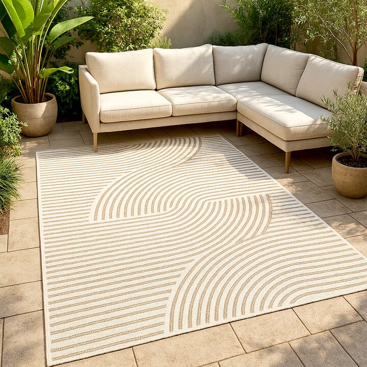 Dywan nowoczesny - Nori Curves Biały/Taupe