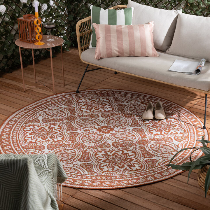 Dywan zewnętrzny okrągły - Summer Oriental Terakota