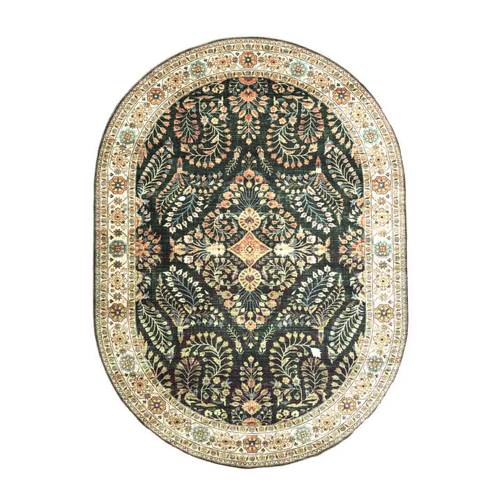 Dywan zewnętrzny vintage owalny - Santo Flora Ciemnozielony - 1