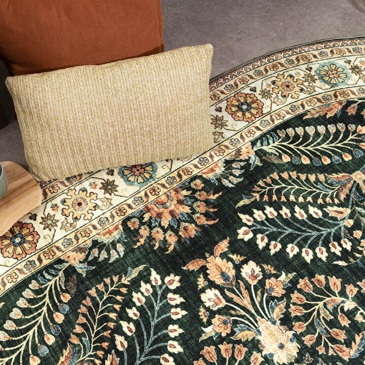 Dywan zewnętrzny vintage owalny - Santo Flora Ciemnozielony - 2