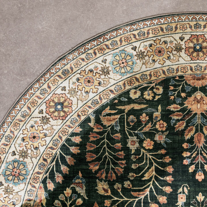 Dywan zewnętrzny vintage owalny - Santo Flora Ciemnozielony - 4