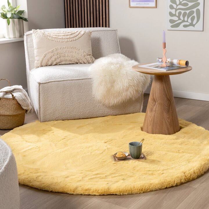 Dywan okrągły z długim włosiem - Comfy Supreme Żółty