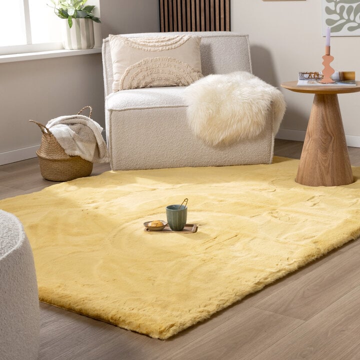 Miękki dywan z długim włosiem - Comfy Supreme Żółty