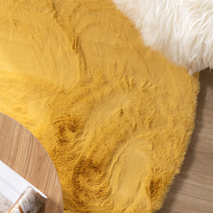 Dywan okrągły z długim włosiem - Comfy Supreme Żółty - 2