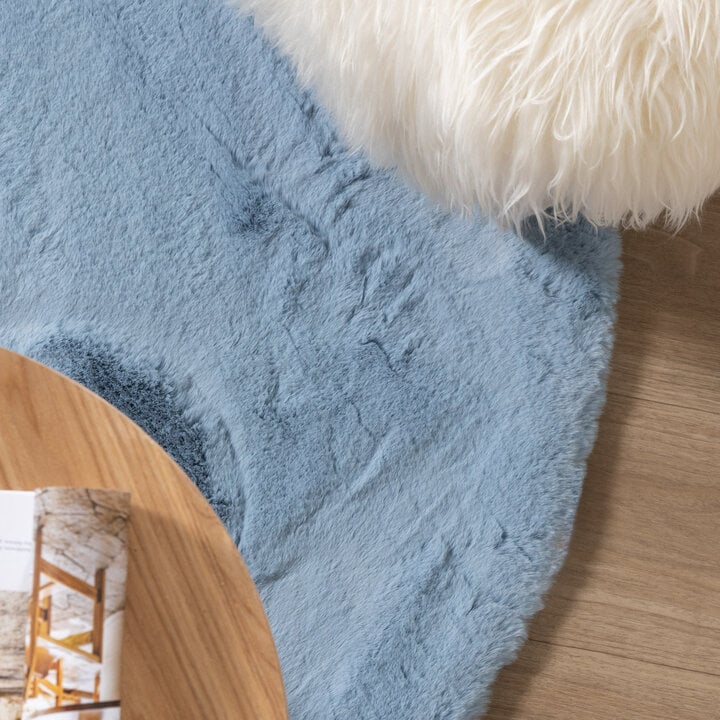 Dywan okrągły z długim włosiem - Comfy Supreme Jasnoniebieski - 2