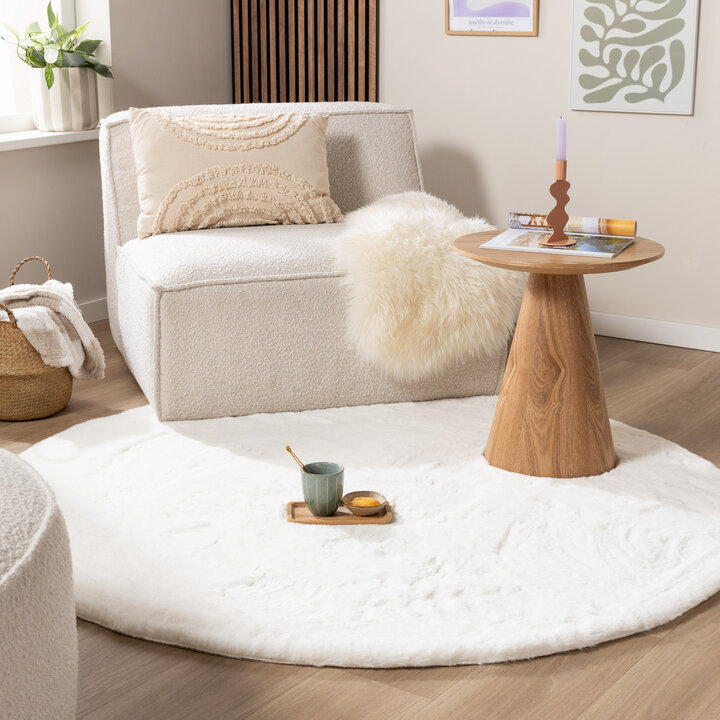 Dywan okrągły z długim włosiem - Comfy Supreme Biały