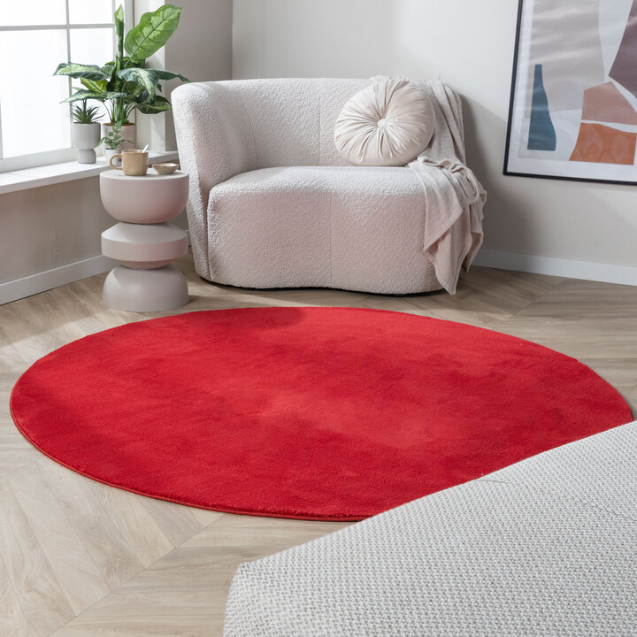 Dywan okrągły nadający się do prania - Vivid Czerwony