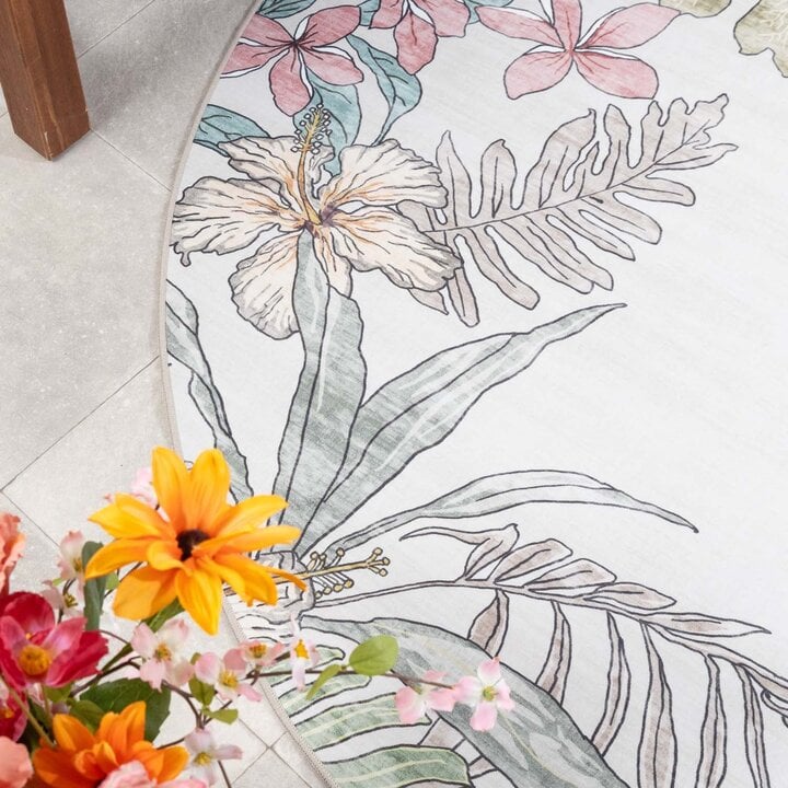 Dywan zewnętrzny okrągły - Poppy Kremowy - 2