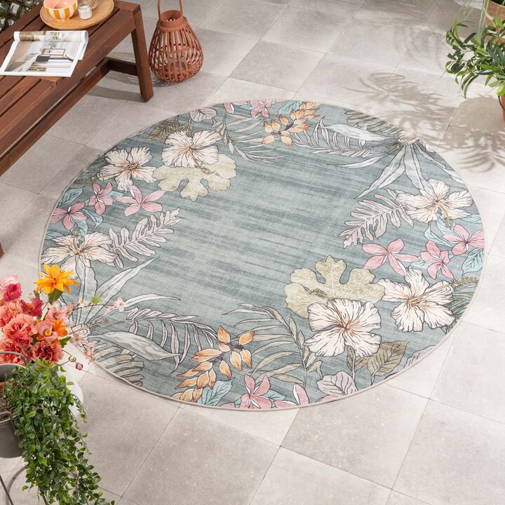 Dywan zewnętrzny okrągły - Poppy Oliwkowy