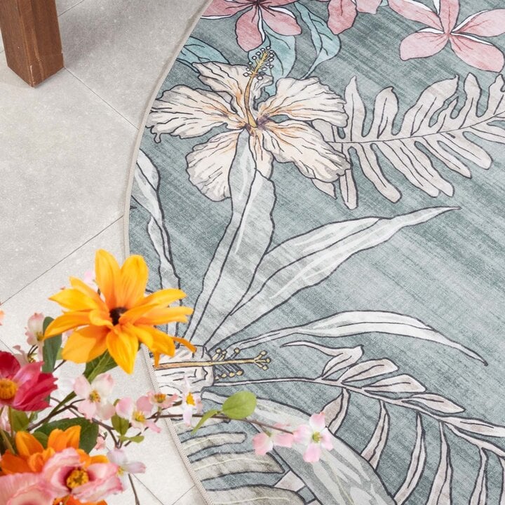 Dywan zewnętrzny okrągły - Poppy Oliwkowy - 2