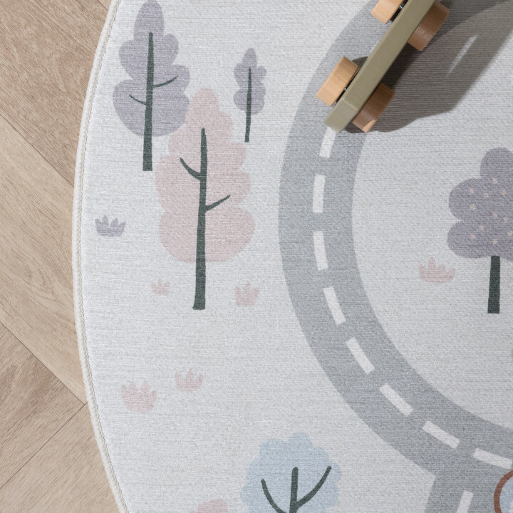 Okrągła mata do zabawy auto - Rocky Ride Biała - 5