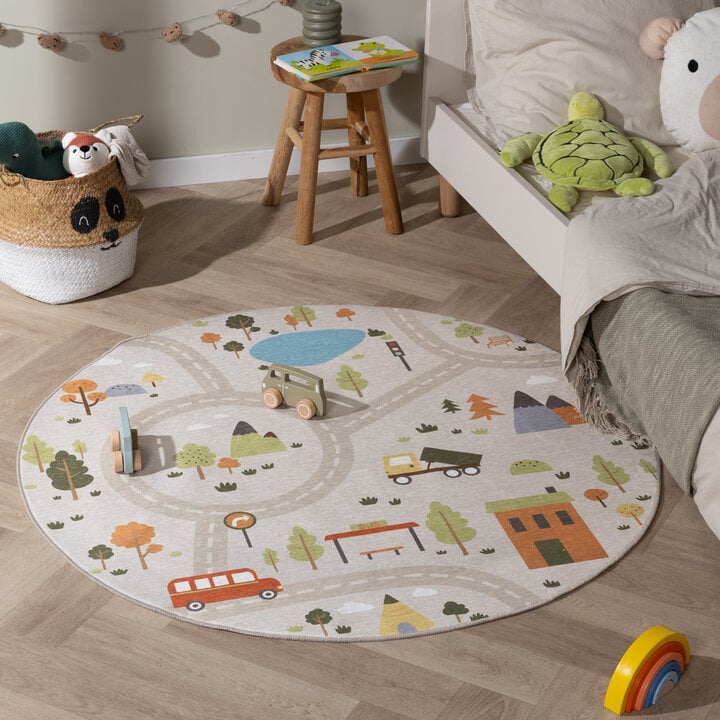 Okrągła mata do zabawy auto - Rocky Ride Szara