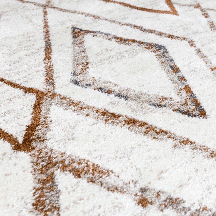 Dywan okrągły z długim włosiem - Blend Diamond Biały/Terakota - 3