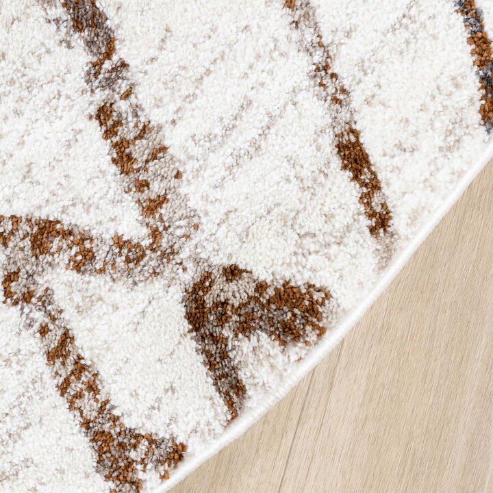Dywan okrągły z długim włosiem - Blend Diamond Biały/Terakota - 4