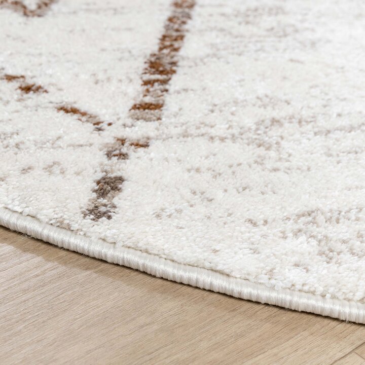 Dywan okrągły z długim włosiem - Blend Diamond Biały/Terakota - 5