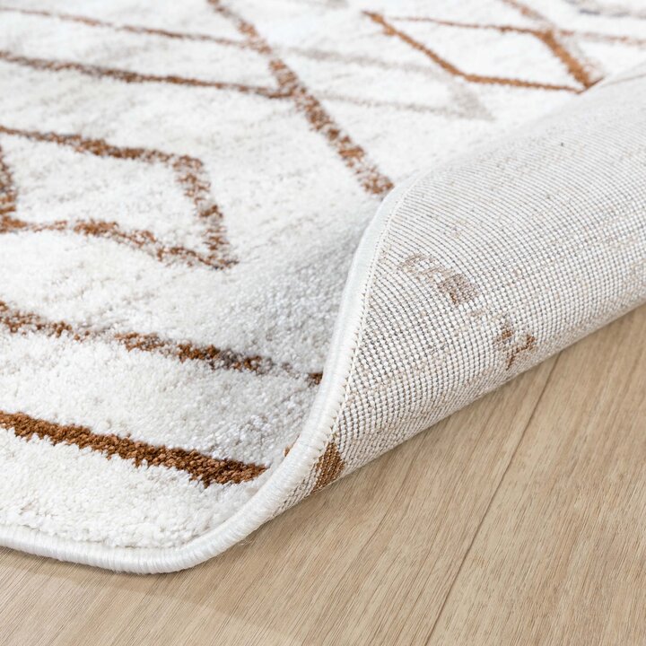 Dywan okrągły z długim włosiem - Blend Diamond Biały/Terakota - 6