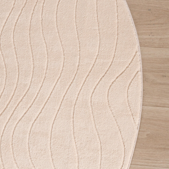 Dywan okrągły skandynawski - Charm Waves Beżowy - 4