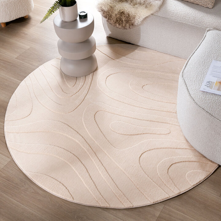 Dywan okrągły skandynawski - Charm Shapes Beżowy