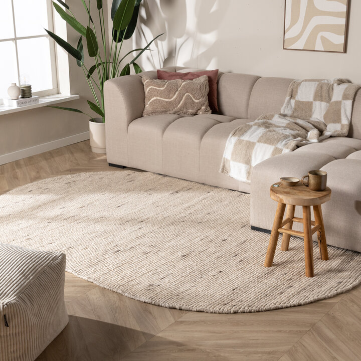 Dywan wełniany owalny - Feline Biały/Melanż