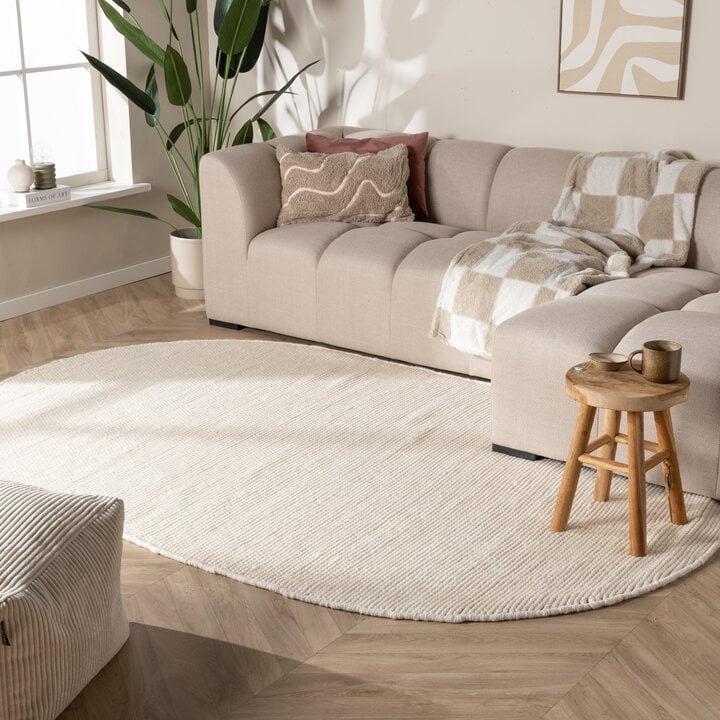 Dywan wełniany owalny - Feline Biały