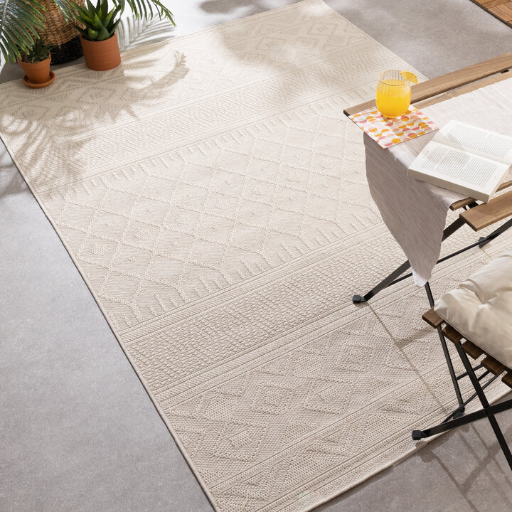 Dywan do wnętrz i na zewnątrz - Dunes Geo Kremowy