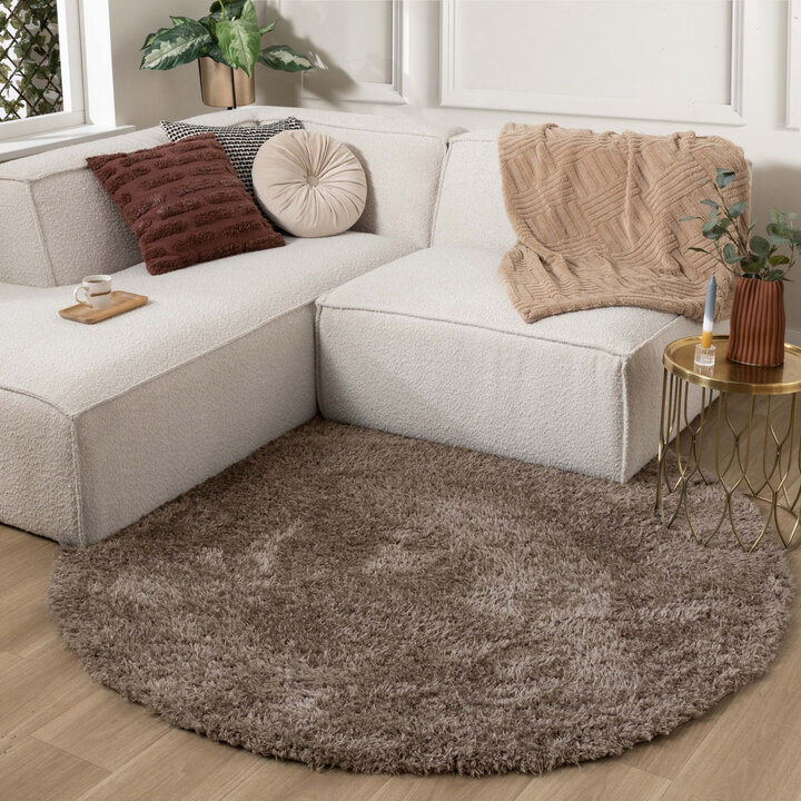 Dywan okrągły Shaggy - Blaze Taupe